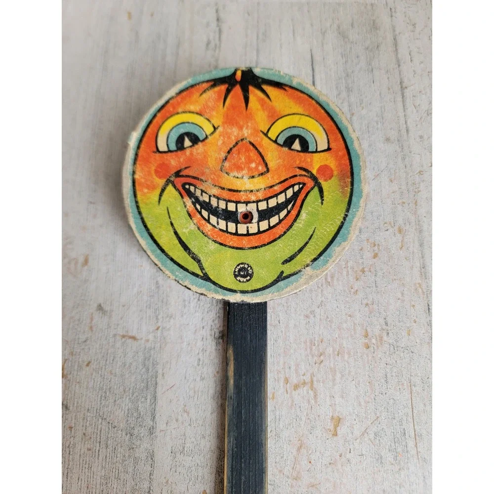 Vintage Halloween noise maker pumpkin stick jack O'Lantern unique